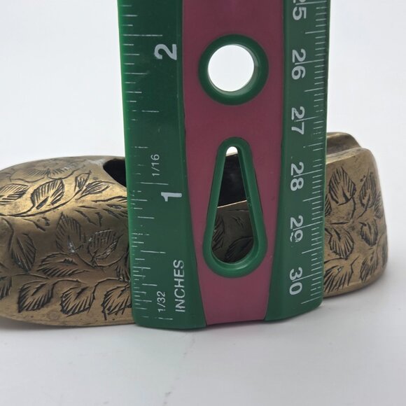 Vintage 1970s Brass Slipper Shoe Ashtrays Etched Brass Made in India MCM - Picture 16 of 16